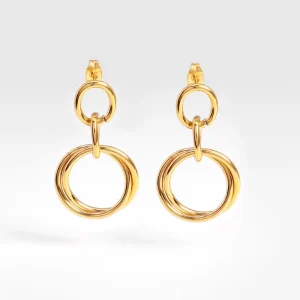 Women’s Titanium Steel Earrings 18k Gold Stainless Steel Ring Pendant Geometric Fashion Earrings