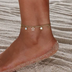 Women’s Trendy Butterfly Star Foot Chain Anklets 18K Gold Plated Stainless Steel