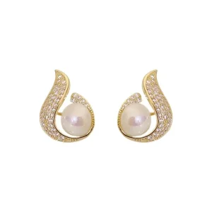 Women’s Trendy Gold Plated French Personality Zircon Fishtail Water Drop Wedding Jewelry Trendy Earrings Fashion Dangle Earrings
