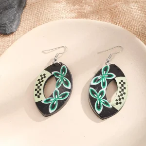 Women’s Trendy Hawaiian Flower Tribal Charm Earrings Acrylic Acetate Fashion for Vacation Daily Wear for Islanders