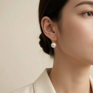 Women’s Trendy Wedding and Party Brass Freshwater Pearl Drop Earrings Gold Plated Fashion Gift