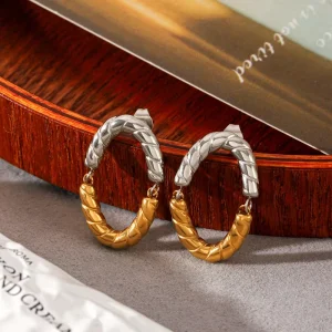 Women’s Two-Tone Stainless Steel Hoop Earrings