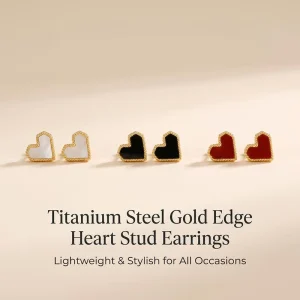 Women’s Unique Simple Fashionable Light Luxury Versatile High End Stainless Steel Design Heart Five Flower Inlaid Shell Earrings