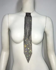 Women’s Vintage Style Crystal Mesh Necklace Fashion Jewelry with Multi Raw Crystal Neck Chain for Party or Gift