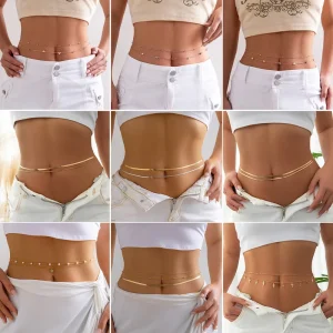 Women’s Waist Chain Simple Double Layer Snake Bone Chain Metal Body Chain