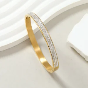 Women’s Zircon Stainless Steel Bracelet Fashion Jewelry Accessory Elegant Bangles