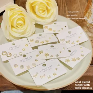 Women’s Zircon Stud Earrings Silver Plated Micro Insert Technology Model K3 Gift Elegant Jewelry