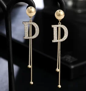 Women’s stud drop Earrings with long Tassel Simple Fashion All match Korean Style Elegant Rhinestone Wedding earring