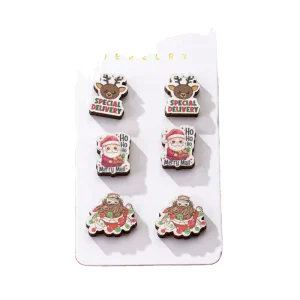 Wooden Holiday Wooden Christmas Decorations Festival Gift Stud Earrings for Women Fashion Jewelry Bijoux