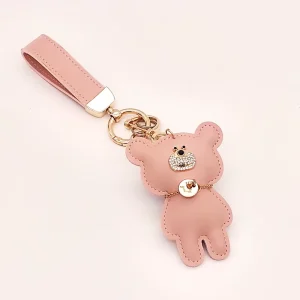 Wristlet Leather Bear Key Chain Charm Designer Cute UV Printed Fashion 10cm Keychain