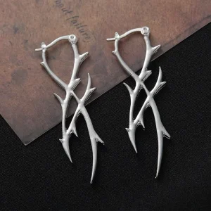 Wuyin Geometric Thorn Branches Spike Plant Hoop Earrings Personalized Punk Style Zinc Alloy Electroplated Fashion