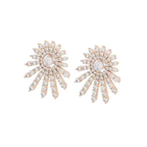 X000467626 Jewelry 18K Gold Plated Radiant Flower Crystal Stud Earrings for Ladies, Evening Formal Fashion Accessory