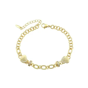 X000705090 Personalized Cuban Chain Heart 14K Gold Plated Women Fashion Bracelet