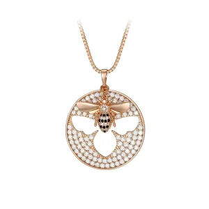 X000813231 Rose Gold Color Bee Pendant Necklace for Women Environmental Copper Simple Basic Daily Wear