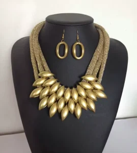 XD3144 Fashion Jewelry Set Leaves Necklace Earrings Set Women Multi Layer Necklaces European and American Jewelry