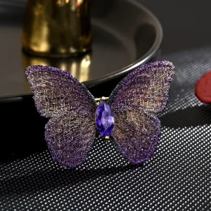 XILIANGFEIZI Vintage Purple Embroidery Butterfly Brooch Fashion Personality Corsage Accessories for Wedding Party & Gift