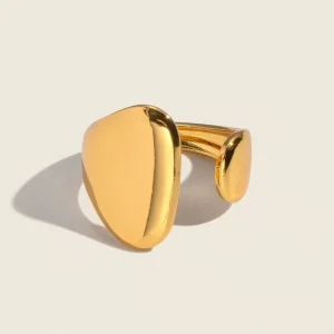 X&L Fashion Geometry Smooth Open Adjustable Rings for Women Stainless Steel 18K Gold Color Waterproof Finger Jewelry