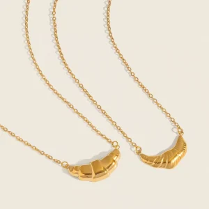 X&L Minimalist Croissant Pendant O Link Chain Necklace 18K Gold Plated 304 Stainless Steel Unique Fashion Jewelry for Women