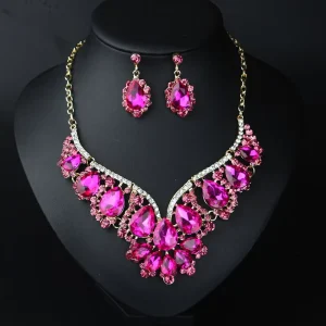XL502 Fashion Luxury Crystal Bridal Jewelry Set Women Necklace Earrings Set Wedding Jewelry Set