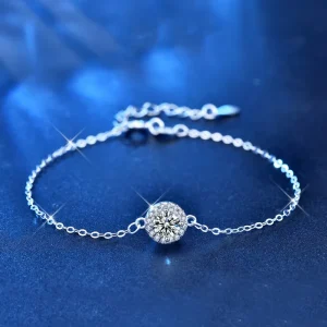 XRZ001 Classic Adjustable Sterling Silver 925 VVS 0.5 1Ct Moissanite Fashion Bracelet Bangles for Women Fine Jewelry