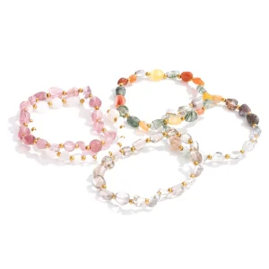 XY 6120 New Arrivals Fashion Exquisite Geometric Natural Stone Bracelet Stainless Steel Gold Plated Bead Bracelet