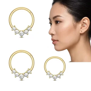 Xinfocus 16G Septum Piercing Nose Ring Piercing New Nose Piercing CZ Daith Earring Fashion Body Jewelry for Women Men