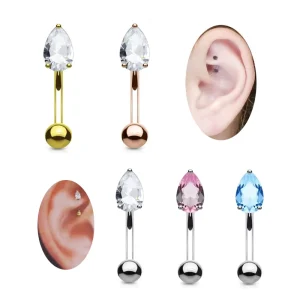 Xinfocus Teardrop Eyebrow Piercing 16G Surgical Steel Curved Barbell Eyebrow Ring Fashion Body Jewelry Rook Piercing