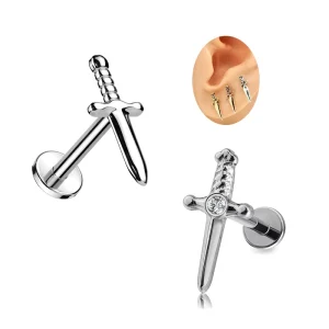 Xinfocus Trendy Design Dagger Earring Studs Labret Helix Cartilage Flat Back Earrings Stainless Steel Fashion Body Jewelry