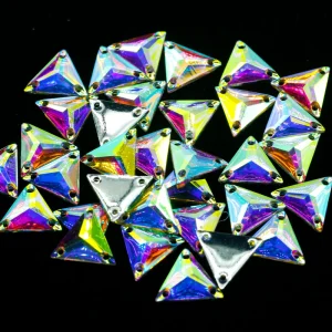 Xulin AB Flat Back Sew-on Crystal Stones 12*12mm 16*16mm 22*22mm Triangle Shape Sew on Gem Stones for Clothing Dresses