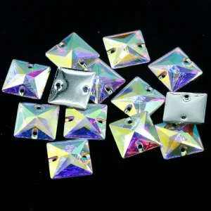 Xulin Flat Back Crystals Square Sew on Resin Stones for Fashion Garment Accessories