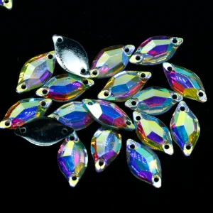 Xulin Leaf Shape 9*20mm 14*30mm Resin Sew-on Rhinestones Sewing Crystals for Fabric