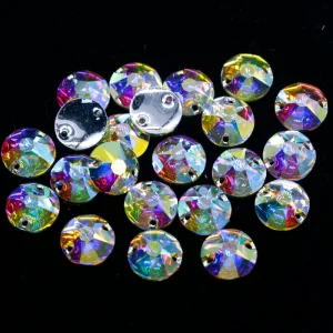 Xulin Sparkling Sew on Rhinestone Rivoli Shape 8mm 10mm 12mm Sewing Resin Stones for Bride Dress