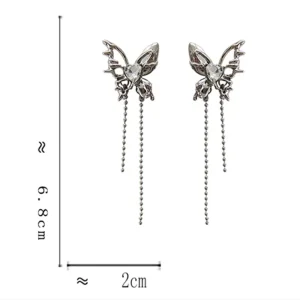 Y2K Fashion Sweet Cool Tassel and Irregular Hollow Butterfly Drop Earrings
