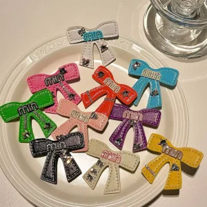YANYE 10 Colors Pu Leather Letter Bowknot Rhinestone Exquisite Fashion Alligator Hair Accessories Hairpin Hair Clips