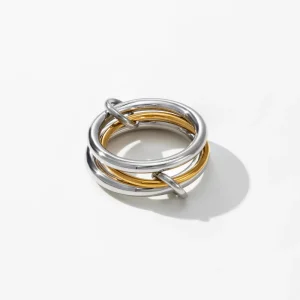 YF4179 Waterproof Stainless Steel 3 Ring Non Tarnish Multi Layer Punk Fashion 18k Gold Plated Charm Simple Rings