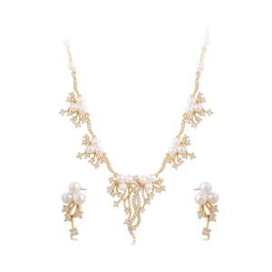 YSset 496 Xuping Jewelry Elegant Charm Jewelry Pearl Necklace Earrings Two piece Set