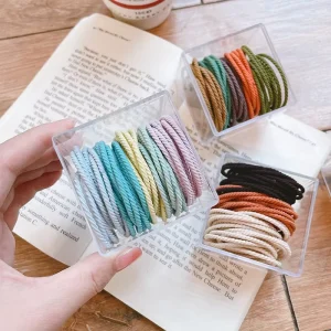 YT 50pcs Box Candy Color Basic Multi Color Elastic Rubber Band Intestine Hair Ties Rope Scrunchies Hair Accessories