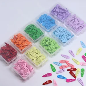 YUCAT 50 piece Set Hot Selling INS 3 cm Children BB Drop Shape Hair Clip Accessories Solid Color Shine Hairgrips for Girls Kids