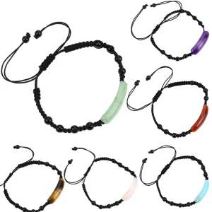 YULI Hand woven Natural Crystal Tiger Eye Stone Amethyst Beaded Bracelet Unisex Trendy Fashion Jewelry