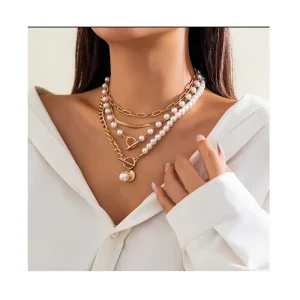 YW Fashion Beaded Necklace Beach Imitation Pearl Necklace Shell Pearl Necklace for Women