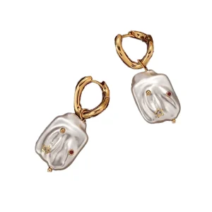 Yili French Light Luxury Vintage Fashion Baroque Pearl Brass Electroplated Women’s Earrings High end Temperament Personality