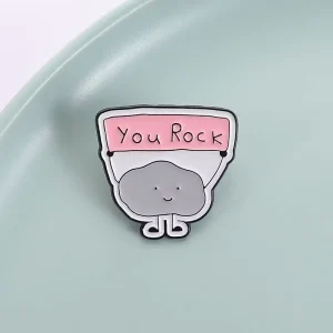 You Rock Enamel Pin Cartoon Funny Geology Pun Inspirational Quote Brooch Lapel Backpack Badge Jewelry Gift for Friends