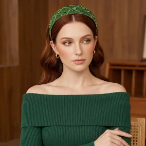 YouLaPan Retro Bride Green Alloy Wedding Anniversary Hair Accessories Hand Inlaid Ladies Fashion Christmas Party Everyday YXA30