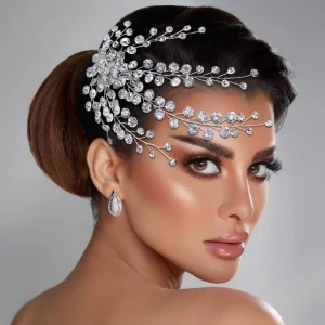 YouLaPan Rhinestone Bridal Hair Comb Women Head Piece Silver Crystal Bride Hair Clip Wedding Bridal Hair Accessories for Party