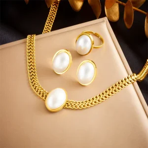 YuJin Stainless Steel Wedding Party Jewelry Set Heart Snake Butterfly Necklace Earring Bracelet Ring Jewelry Set for Women