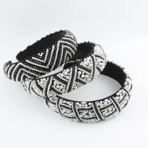 Yucat Custom Luxury Thicken Sponge Hair Bands Accessories Pearls Beads Baroque Hairbands Headband for Women