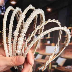 Yucat Fashion Women Hair Tiaras Accessories Headwrap Pearl Hairbands Summer Plain Braid Headbands Headdress for Woman