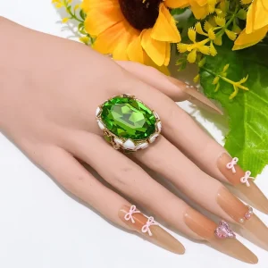 Yulaili High Fashion Green Ring for Wedding Party African Women Accessories