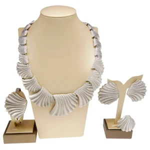 Yulaili Luxury Classic Jewelry African Women Conch Shape Silver Color Necklace Bracelet Ring Earring Accessories