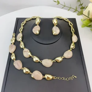 Yuminglai Costume Fashion Dubai African Jewelry Sets Bridal Stone Wedding High Quality Gold Plated Jewelry Sets FHK22947